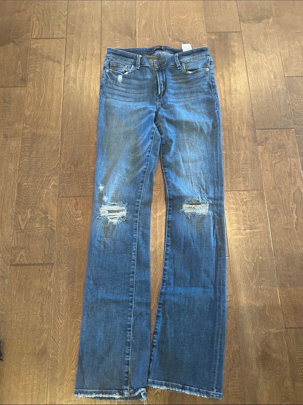Abercrombie & Fitch Distressed Dark Blue Flare Jeans